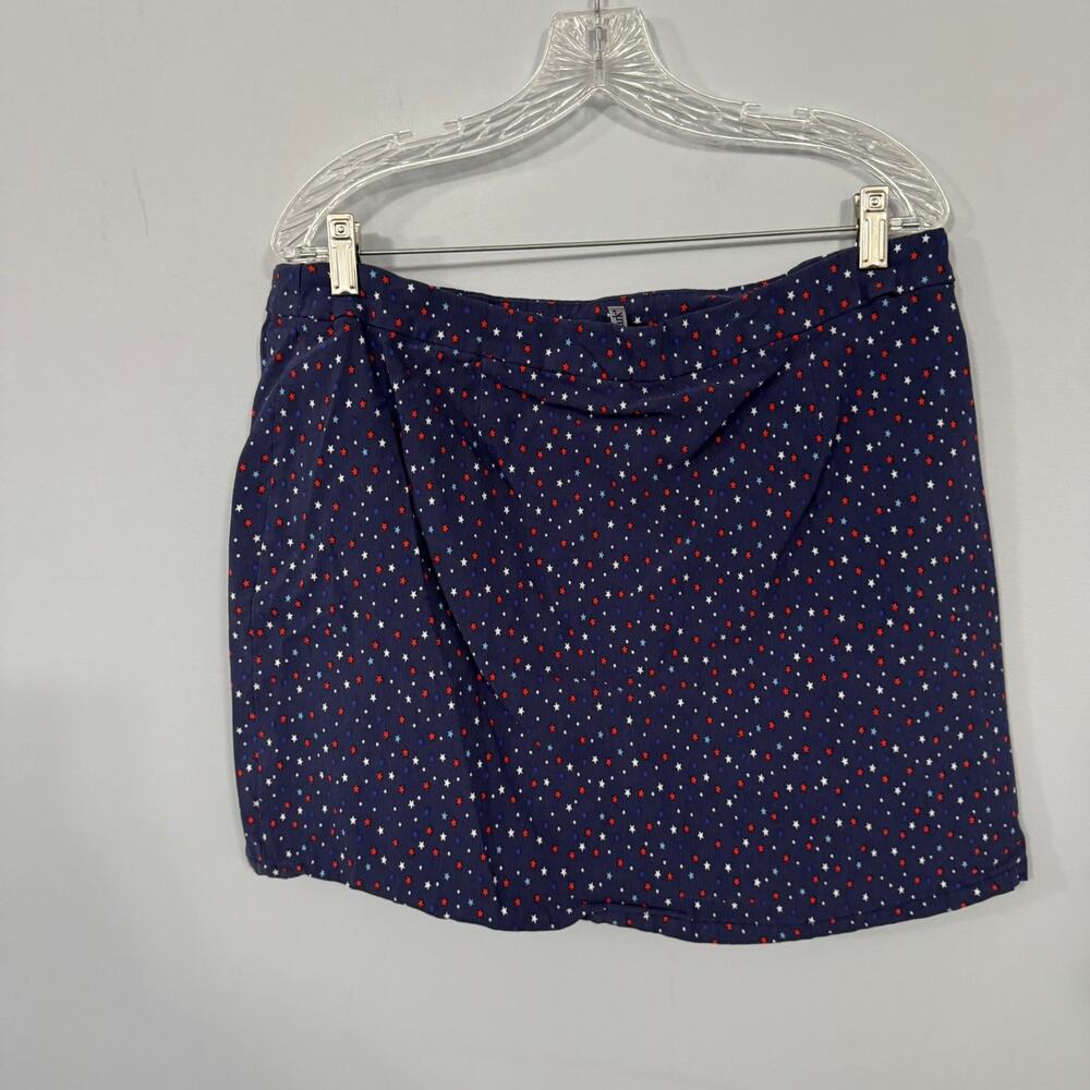 Kate Park Red White & Blue Star Spangled Mini Skirt Plus Size 2X w/ Pockets